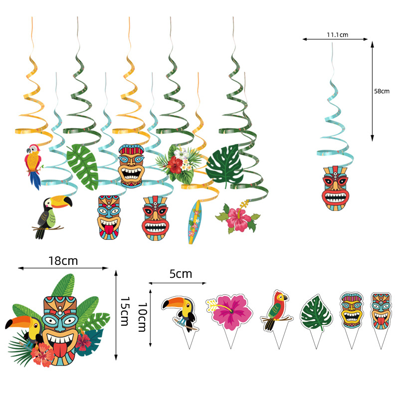 Exclusivo transfronterizo para hawaii jungle party tema salvaje plato de papel desechable taza de papel vajilla traje de suministros decorativos