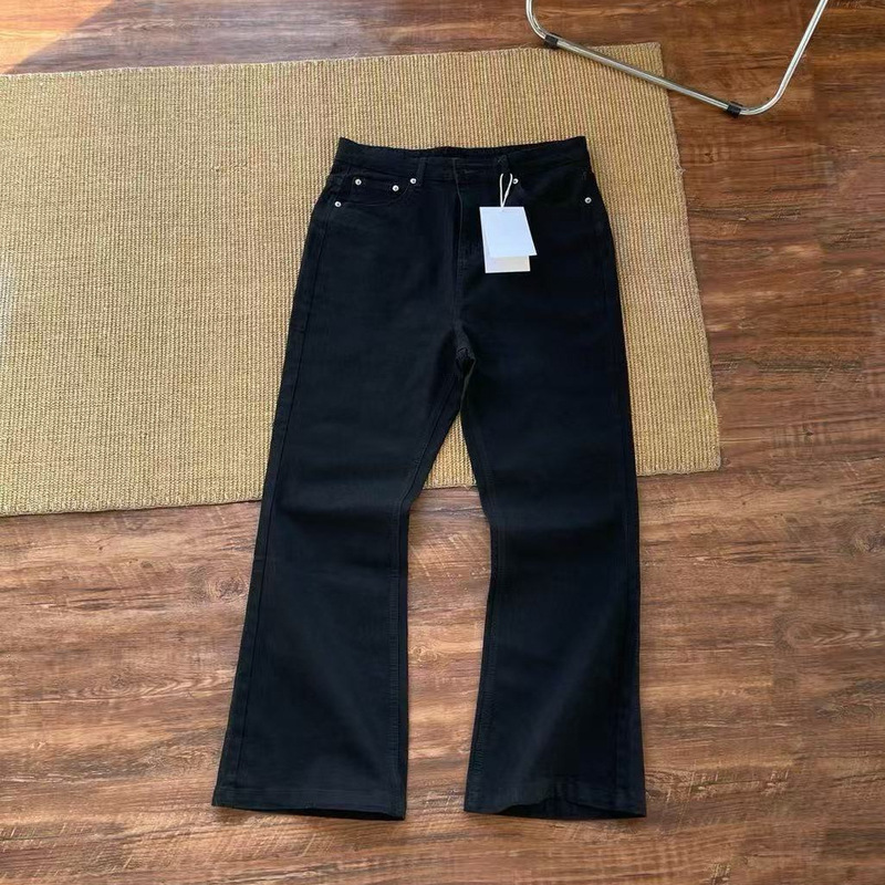 Parisian Curved Straight-Leg Flared Black Jeans for Men, High Street American Vibe, Retro Slimming Cleanfit Casual Pants