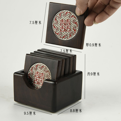 Tea coasters, tea ceremony kung fu saucers, Liujunzi tea sets, tea tray accessories, solid wood insulation, ebony wood cup holders