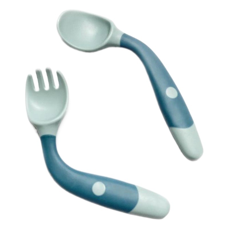 Factory direct children learn to eat training tableware twist fork spoon complementary food PP soft spoon baby can be bent spoon