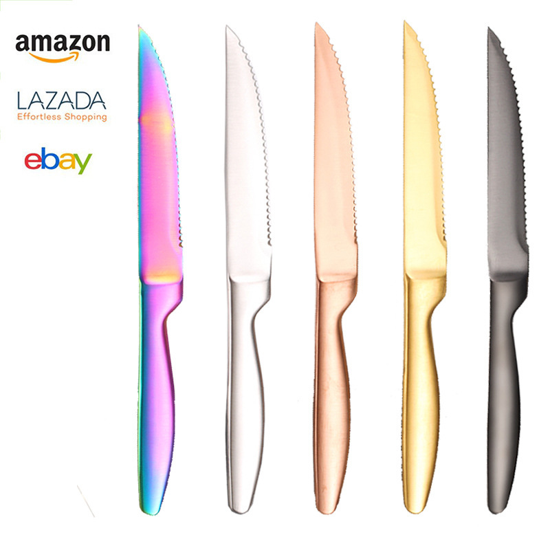 420 Stainless Steel Western Food Tableware suit Steak Knife Main Meal Knife Household Serrated Knife Adult Steak Knife