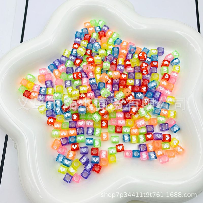 6 ミリメートルアクリル愛の文字と数字ビーズ diy アクセサリースクエアラウンドカラフルな手作りビーズルースビーズ卸売|undefined