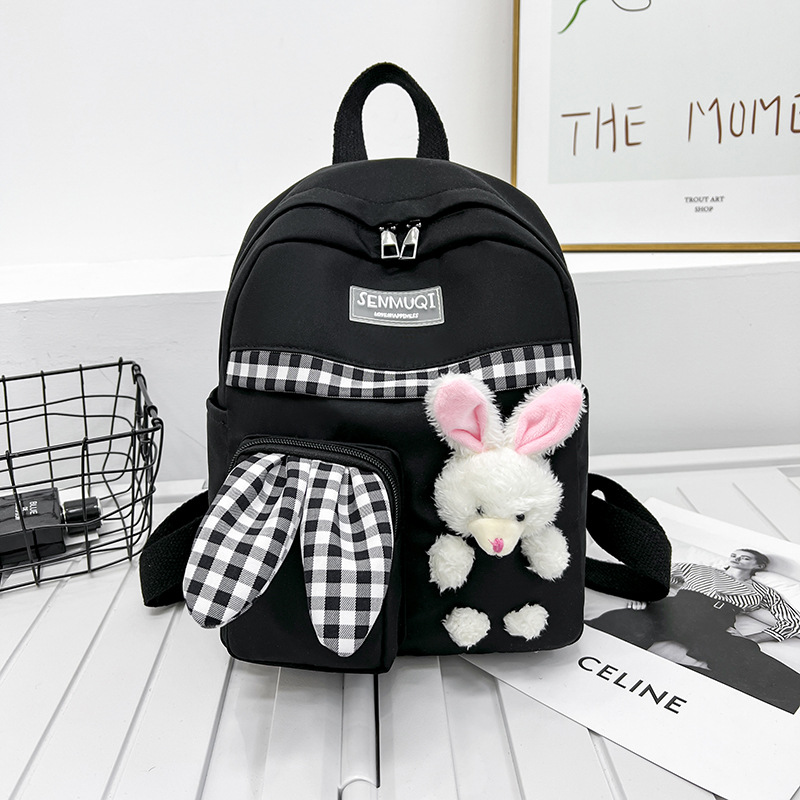 Mochila para niños de Kindergarten niños y niñas de gran capacidad mochila lindo conejito lienzo pequeña mochila bolsa de viaje moda