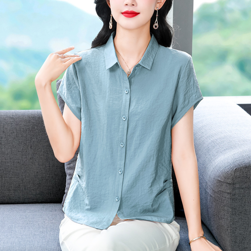 High-End Mulberry Silk Shirt for Women, 2026 Summer New Fashion, Elegant and Stylish, Waist-Cinching Slimming Shirt for Middle-Aged Moms