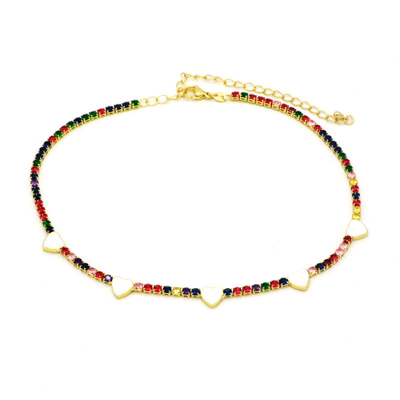 Fashion Heart Shape Copper Inlay Zircon Necklace 1 Piece