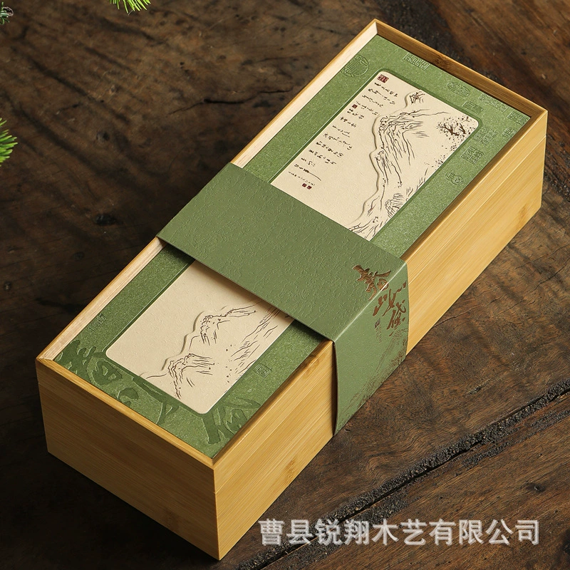 Новая китайская деревянная коробка для чая с выдвижным ящиком, подарочная упаковка для чая и тортов, деревянная коробка для закусок и выпечки весом полфунта.
