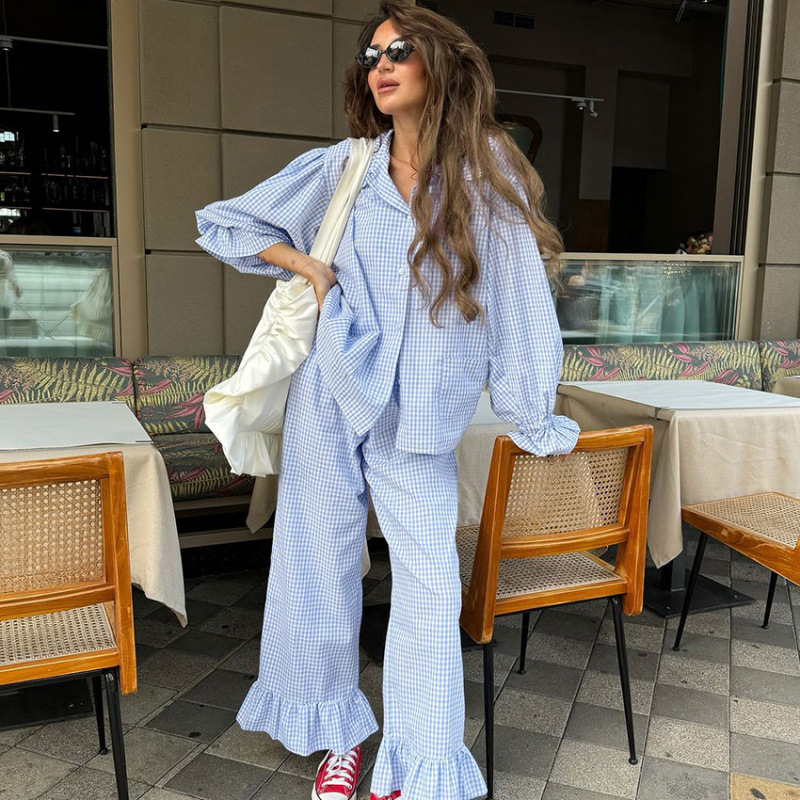 Cross-Border European and American Women's Home Clothes, Comfortable and Casual New Style, Short-Sleeved Trousers for Going Out, Simple and Super Comfortable Suit Pajamas