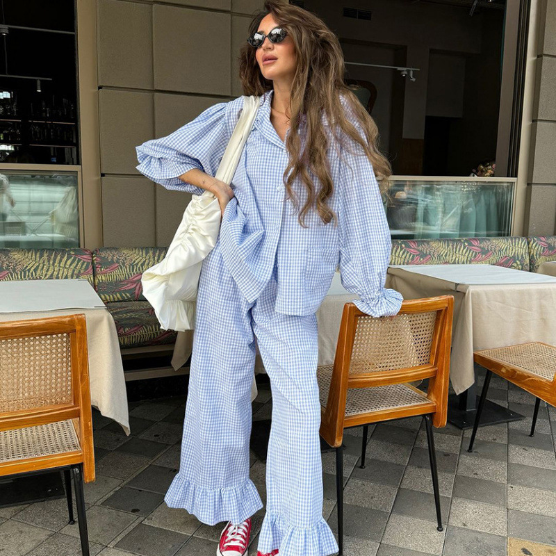 Cross-Border European and American Women's Home Clothes, Comfortable and Casual New Style, Short-Sleeved Trousers for Going Out, Simple and Super Comfortable Suit Pajamas