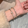 Advanced women's bracelet stainless steel, zirconium, jewelry, golden accessory, high-end, light luxury style, pink gold