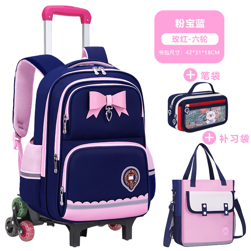 Mochila Escolar con Ruedas para Primaria Grados 2-6 de Tela de Oxford Impermeable Reducción de Carga para Escuela