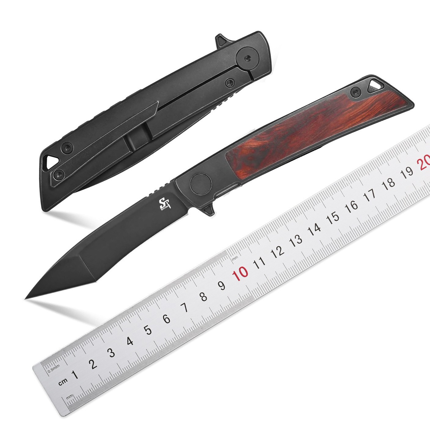 ST777袖珍刀，手工M390黑色石洗钢刀，美国沙漠铁木柄EDC工具刀