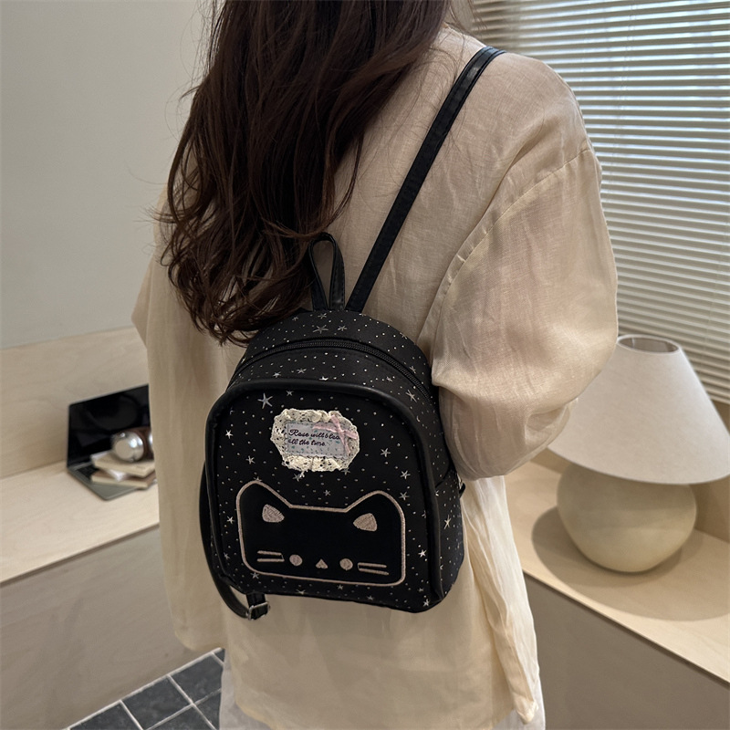 2026 nueva universidad estampada estrella mini mochila de estudiantes niña caricatura gato mochila pequeña