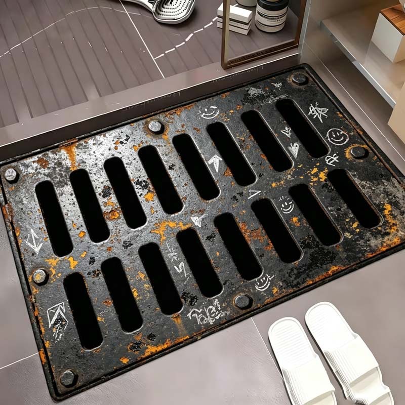 Cross-border Amazon 3D Visual Metal Grid Diatom Mud Floor Mat for Bathroom and Toilet, Water Absorbent, Non-Slip, Quick-Drying Foot Mat