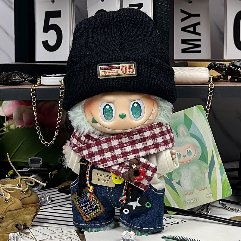 仅衣服适用一二三代Labubu拉布布前方高能17厘米15cm毛绒玩偶娃衣|undefined