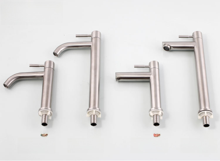 Single cold faucet stainless steel brushed basin faucet single hole laundry sink basin basin faucet wholesale