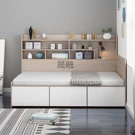XZC储物书架床收纳单人床儿童榻榻米床高箱板式床现做组合床小户