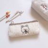 Brand two-color plush pencil case, stationery for elementary school students, capacious organizer bag, South Korea, with little bears, with embroidery