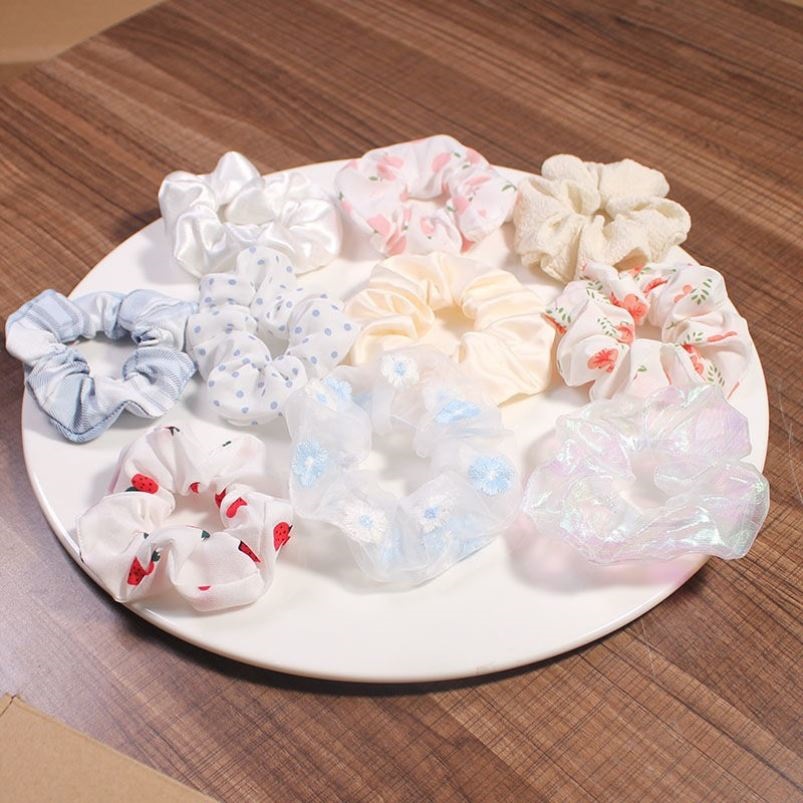 3 / 5 / Pcs Silk Scrunchies Print Scrunchie Set Elastic Collar Hair Ring