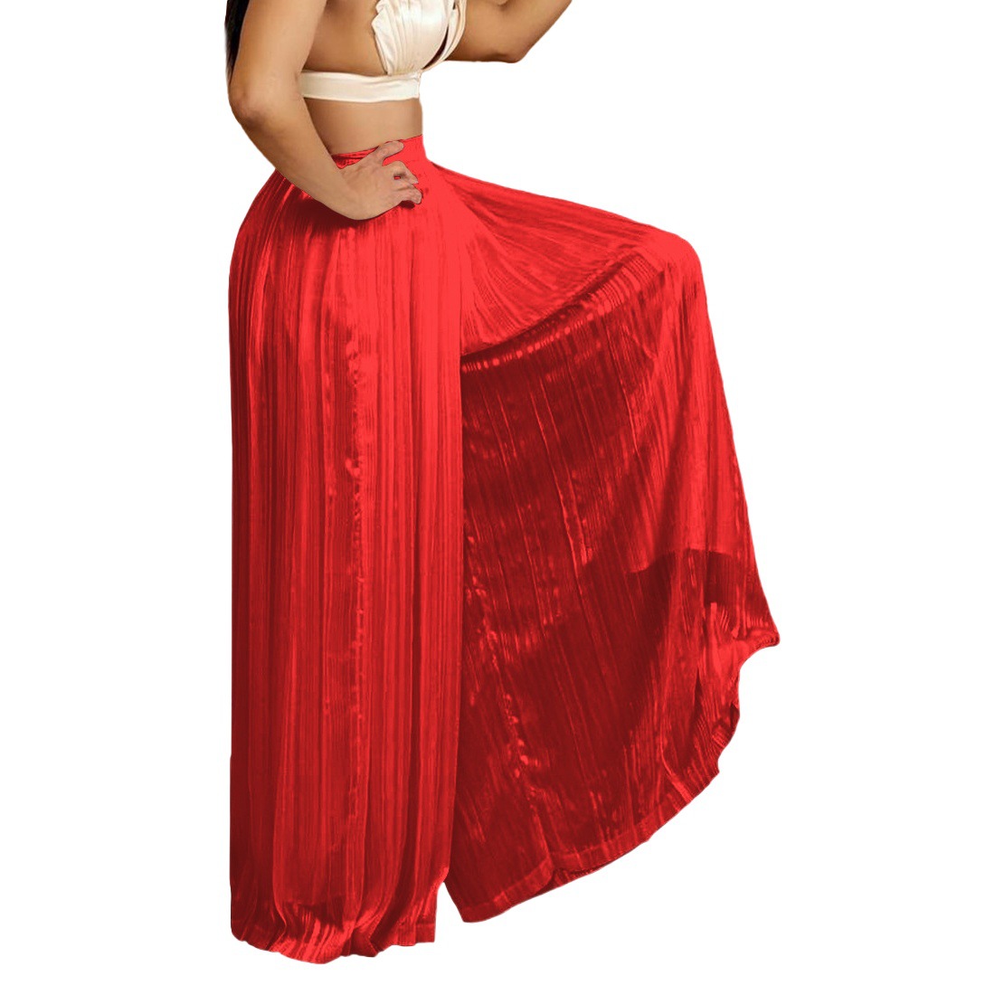 D361 Amazon AliExpress transfronterizo verano europeo y americano ropa de mujer color sólido casual pantalones de pierna ancha plisados sueltos pantalones africanos