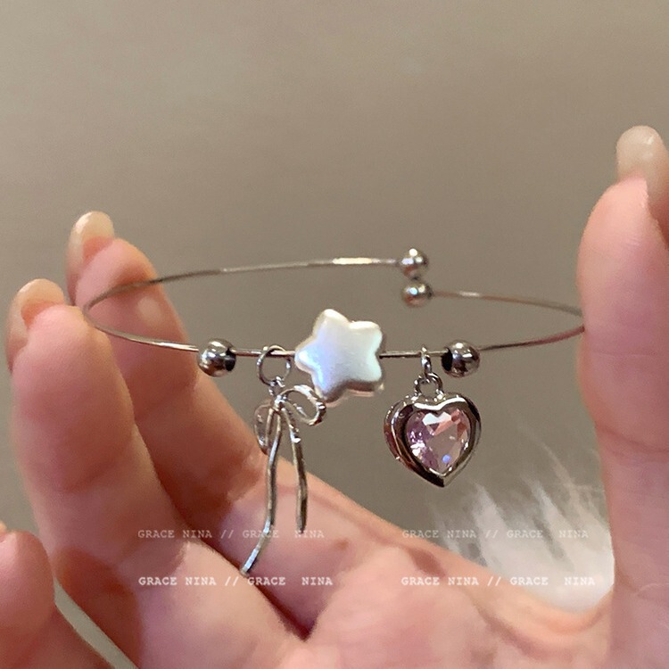 Super Fairy Broken Silver Love Bow Bracelet Women's Light Luxury High-end Double-layer Stacked Wearing Bracelet Accessories