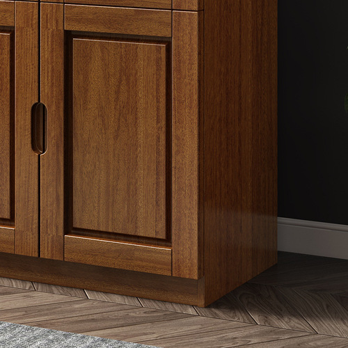Solid wood oak bookcase with glass door three doors simple Chinese bookshelf storage student bookcase office file cabinet