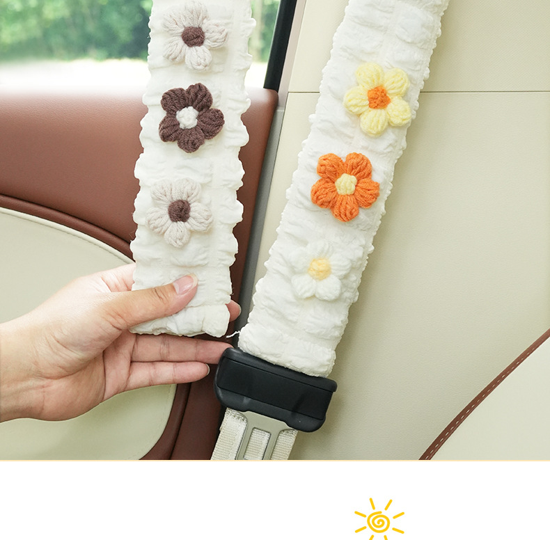 Blue Rain Seatbelt Shoulder Pad Cute Puff Pattern Car Anti-Strangling Shoulder Protector Universal for All Seasons Car Seatbelt Cover
