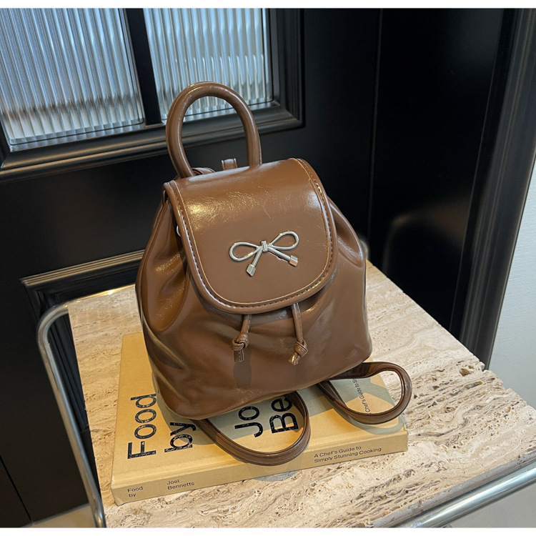 2024 New Fashionable Bucket Bow Korean Edition Casual Shoulder Small Women's Bag Handheld Personalized Backpack_voghion.com