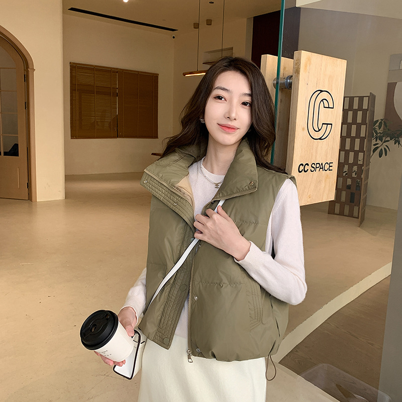 Dongdamen ropa de invierno nuevo bolsillo grande estilo coreano relajado ocio calentamiento corto chaleco de plumón abrazadera image 1