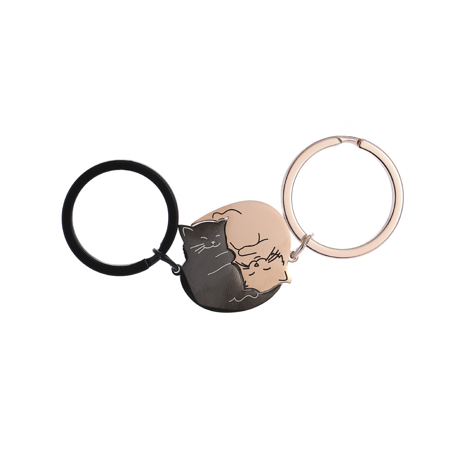 Bag Pendant, Keychain Classification 1 Pair Cute Cat 201 Stainless Steel Couple Bag Pendant Keychain