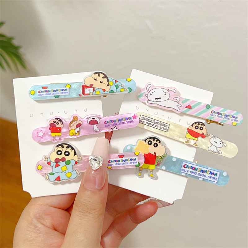 Trendy Cute Crayon Shin-Chan Cartoon Children's Duckbill Clip, Adorable Girl's Hairpin, High Crown Fluffy Clip