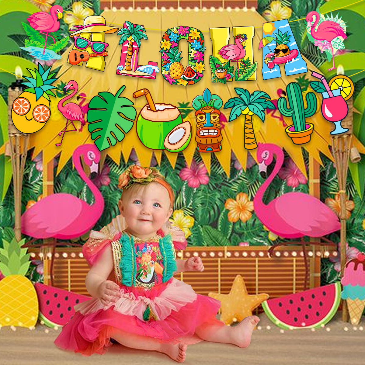 Hawaiian cumpleaños fiesta gafas extrañas herramientas de fotografía verano Aloha piña gafas de papel decoración de fiesta
