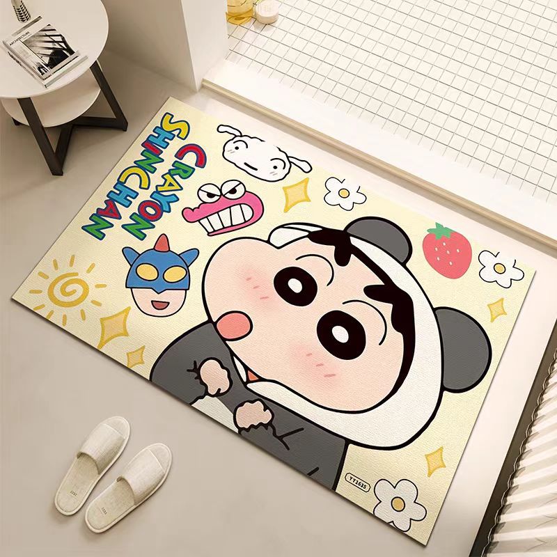 Cartoon Square Diatom Mud Floor Mat, Water-Absorbent, Quick-Drying, Non-Slip, Wear-Resistant Foot Mat, Bathroom Shower Room Door Cushion