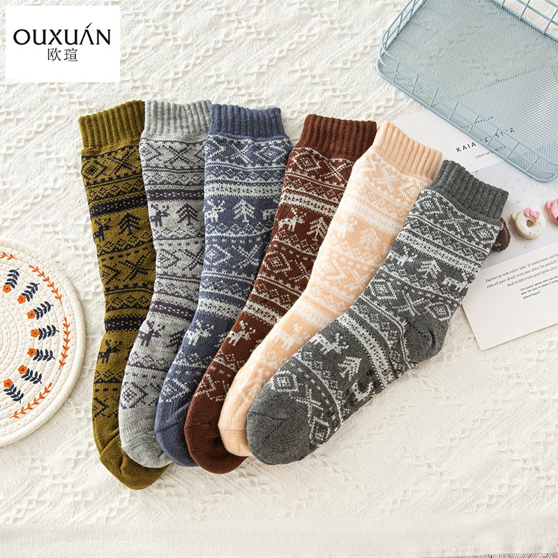 Новые зимние мужские утолщенные Носки до середины икры, теплые бархатные носки в стиле ретро из искусственной норки, повседневные чулки в этническом стиле