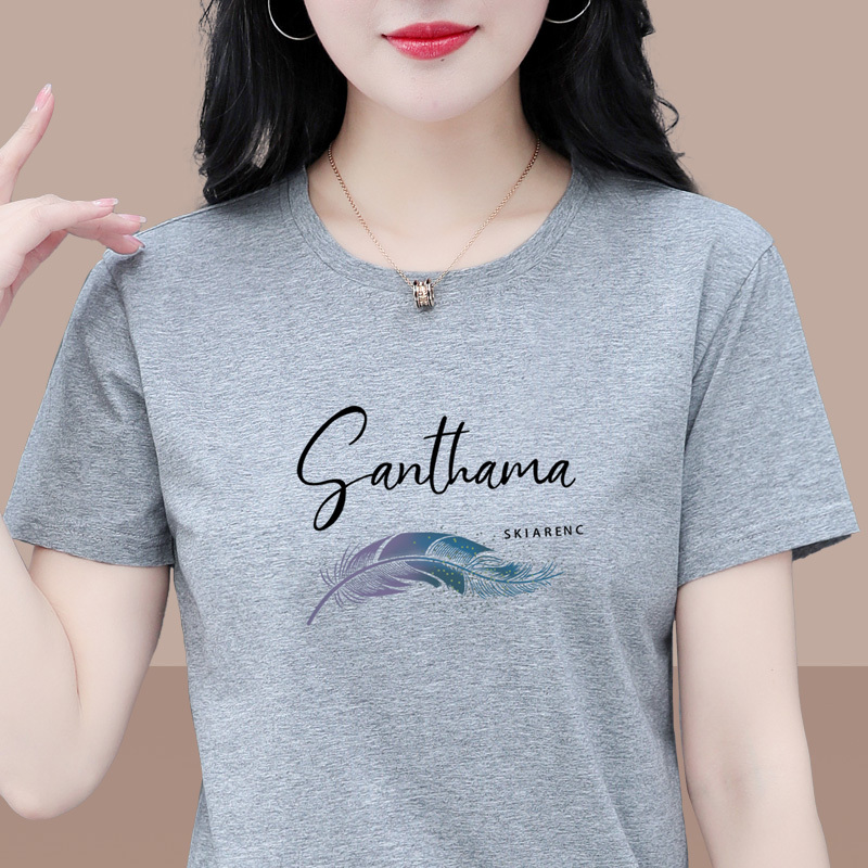 Pure Cotton Short-Sleeved T-Shirt for Women, Summer 2026 New Style, Thin, Loose, Casual Round-Neck Top for Middle-Aged Moms