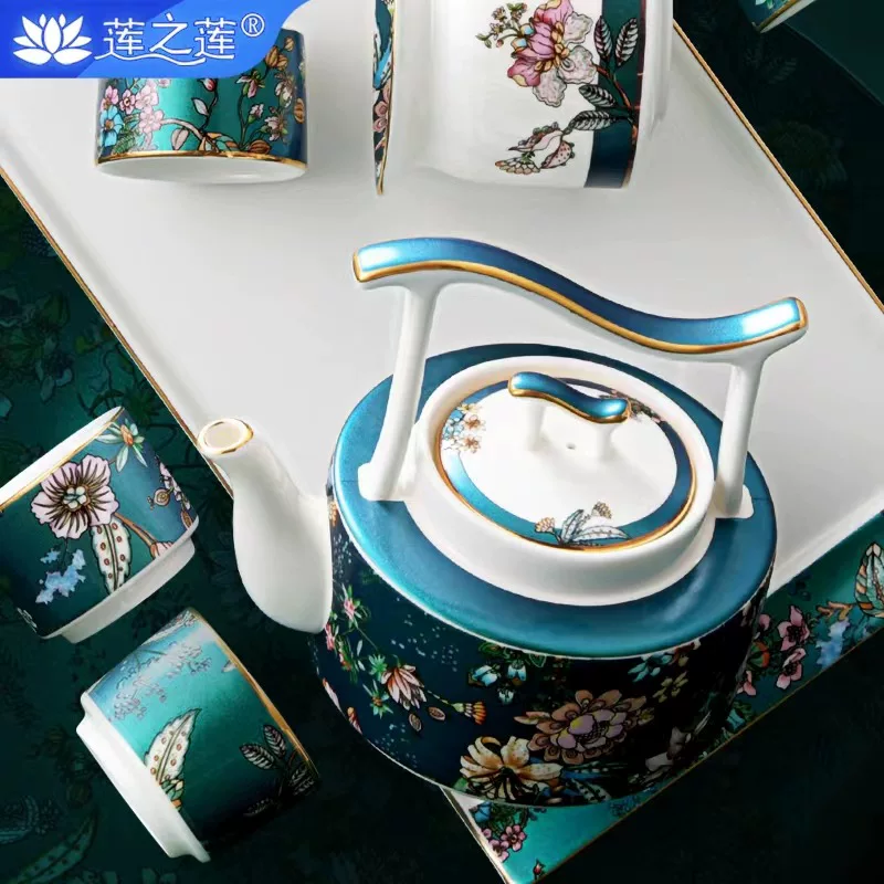 莲之莲 Enamel, ceramic tea set, teapot, tea cup, Chinese style