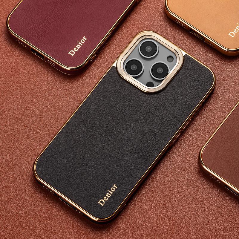 Ốp lưng da thật chống sốc cho iPhone 12/13/14/15 Pro Max/16 — 【Da xe sang màu đen★Da bò lớp đầu tiên] Quy trình mạ điện lỗ lớn ống kính, 【Da xe sang màu nâu★Da bò lớp đầu tiên] Quy trình mạ điện lỗ lớn ống kính, 【Da xe sang màu đỏ rượu★Da bò lớp đầu tiên] Quy trình mạ điện lỗ lớn ống kính chi tiết 5
