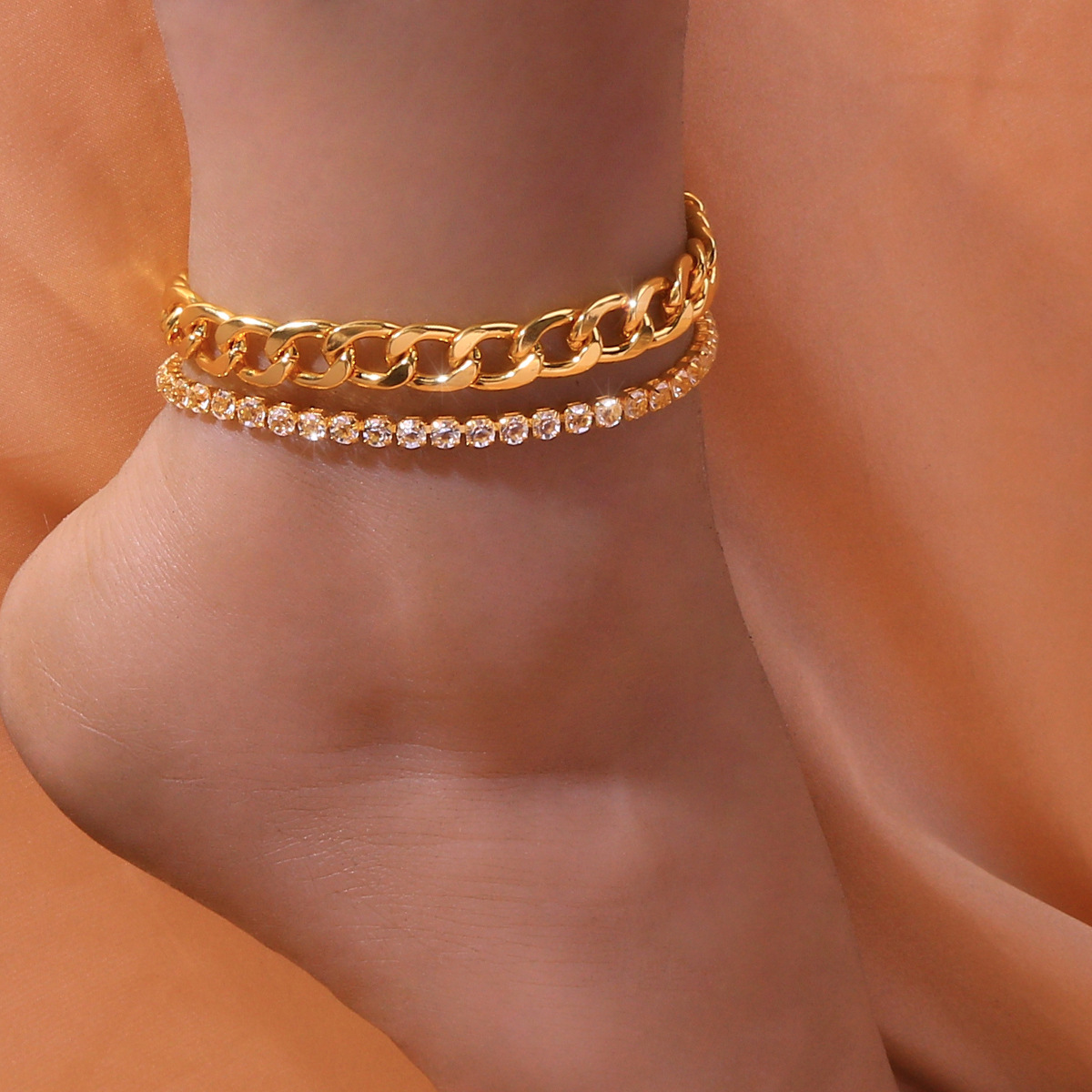 Fashion Heart Shape Copper Rhinestones Anklet