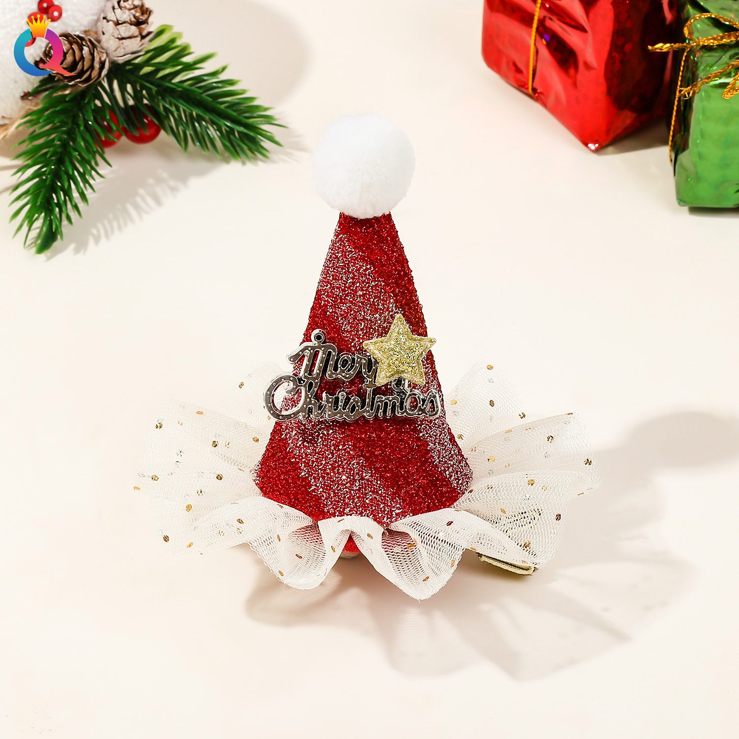 Jul hårrosett för kvinnor söt älg hårklämma_voghion.com