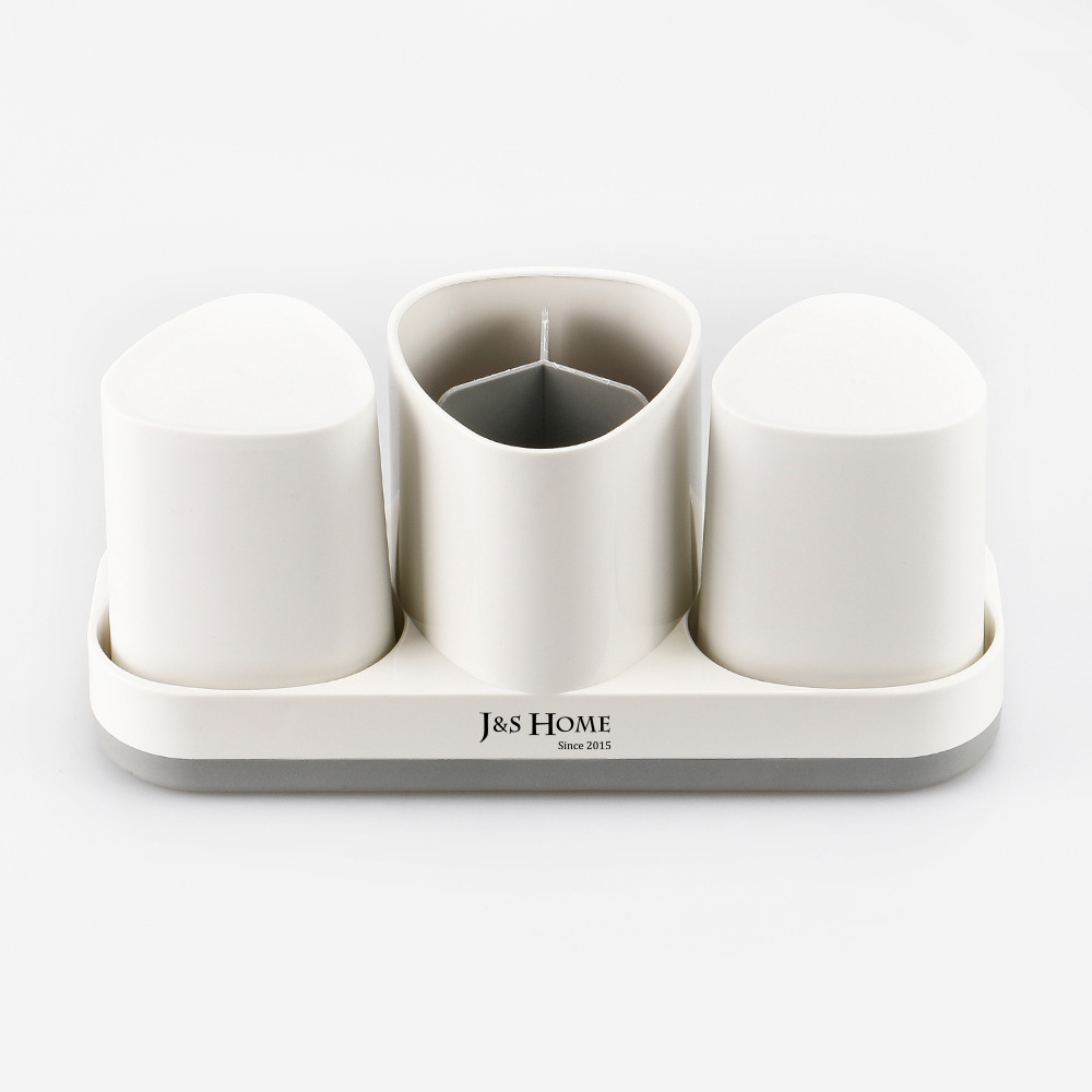 Titular de cepillo de dientes de escritorio de almacenamiento de baño creativo triángulo de plástico taza de lavado traje de perforación libre cepillo de dientes titular de almacenamiento rack