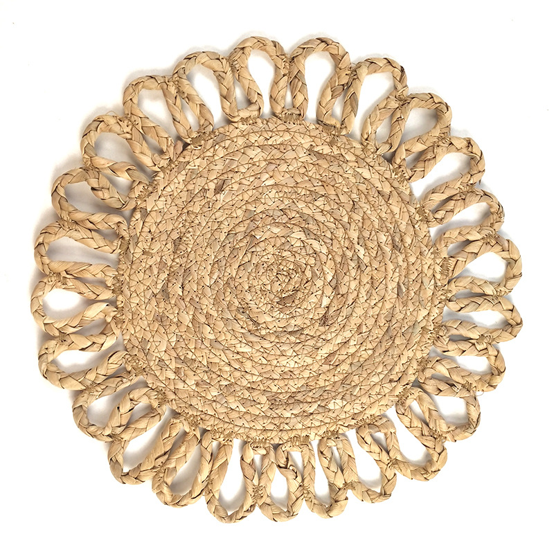 Sol en forma de almohadilla de mesa almohadilla de taza de lujo ligero de alto nivel de calabaza de hierba tejida mortero de calabaza tejida de hierba gruesa almohadilla de aislamiento térmico