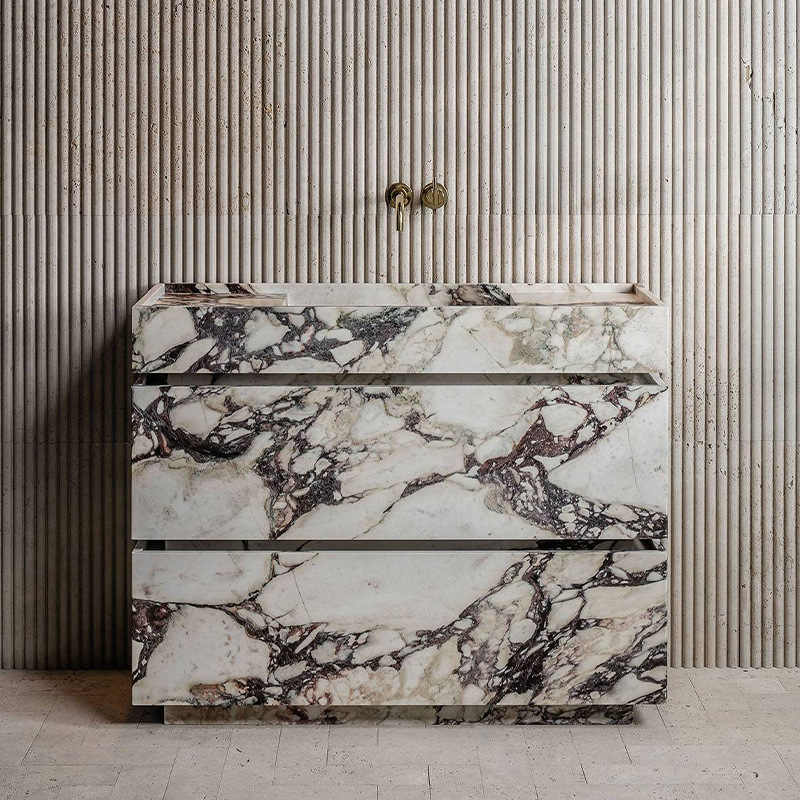 轻奢天然大理石洗手盆面盘一体立柱盘酒店别墅家装卫浴厕所装修