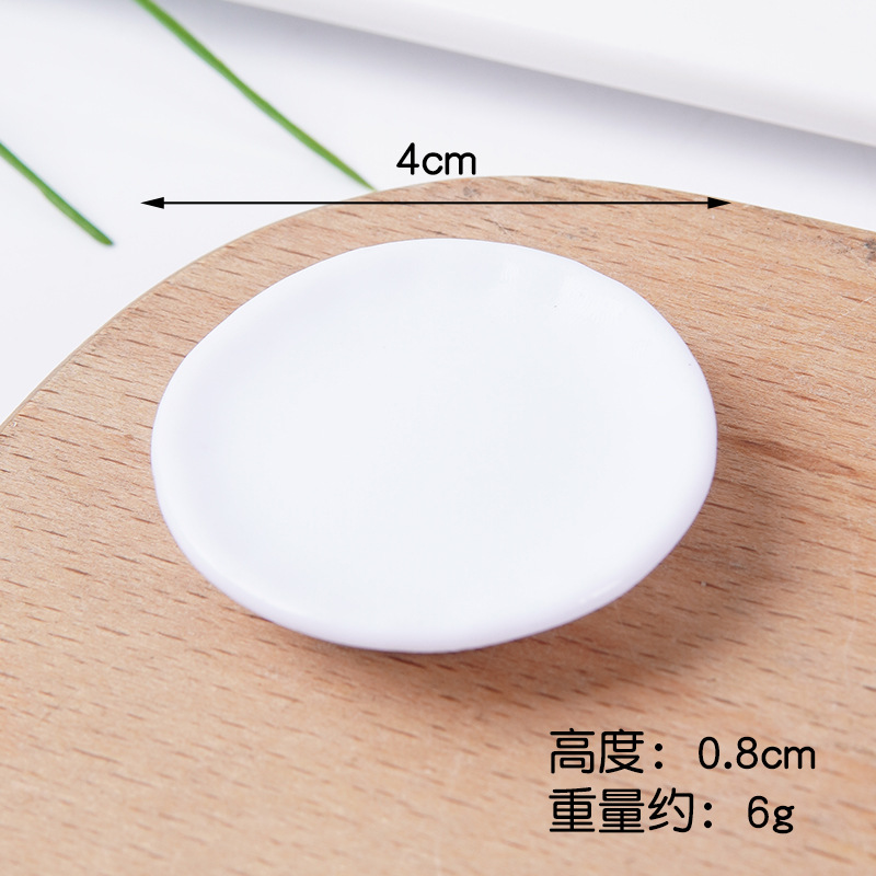 Plato pequeño de plástico blanco simulado para comida, mini plato de comida rápida, plato para bricolaje, juguete de comida, contenedor para pegamento en crema, accesorios.