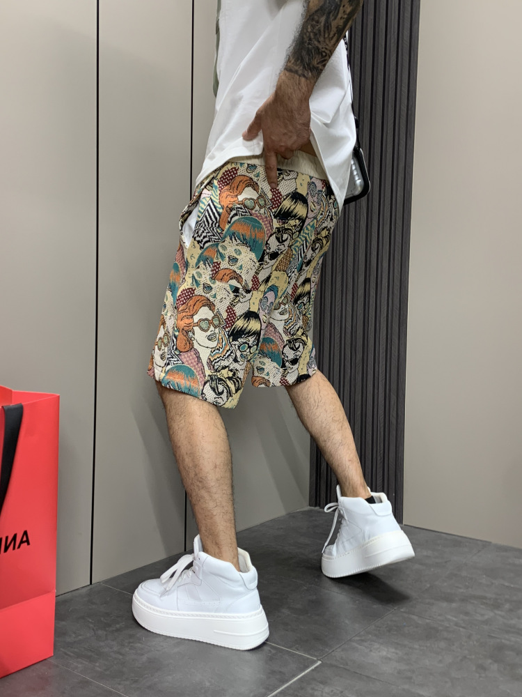 Men's Streetwear Shorts With Premium Print, Straight Cut 5-Inch Casual Shorts, Lightweight Summer Hip Hop Fashion Shorts For Outdoor Daily Wear_viptrois.com