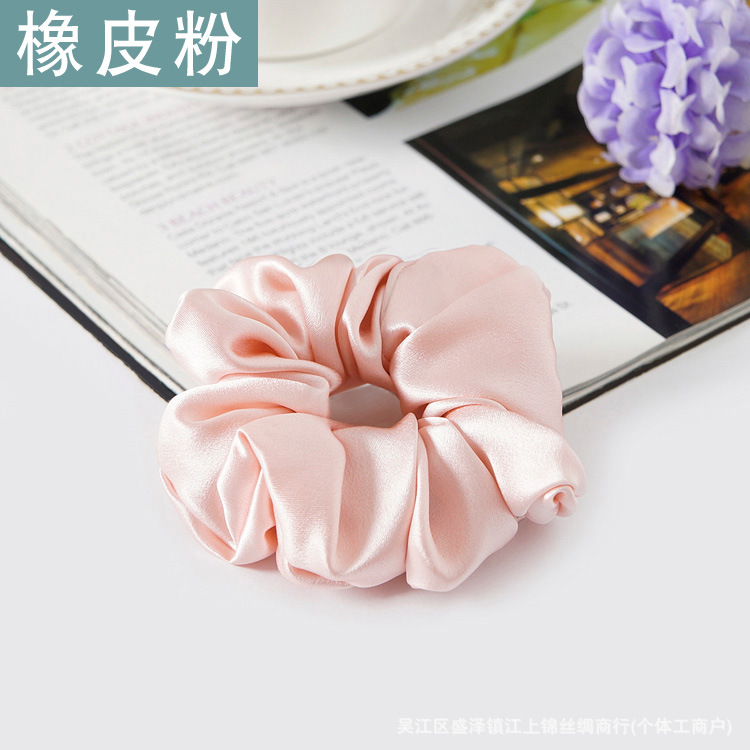 19 M 3,5 CM banda de pelo de seda banda de goma gruesa alta elástica Cola de Caballo updo cuerda de pelo accesorios para el cabello hembra Flor de seda de morera tocado