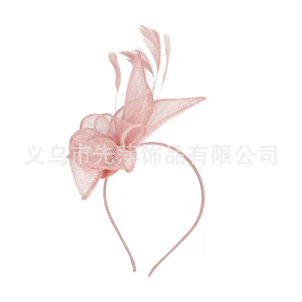 European and American bridal headdress flower Amazon hemp yarn headdress hair band retro elegant performance headdress feather hemp yarn headdress flower female
