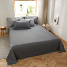 简约纯色深灰双人床纯棉床单单件素色枕套 200x230x250cm全棉被单