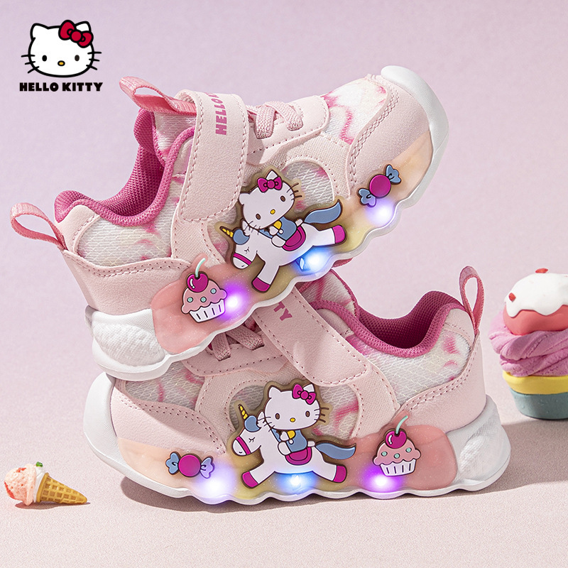 Hello Kitty children's shoes, girls' sneakers, 2026 autumn new children's light-up shoes, Kuromi flashing shoes, trendy Hello Kitty children's shoes, girls' sneakers, 2026 autumn new children's light-up shoes, Kuromi flashing shoes, trendy