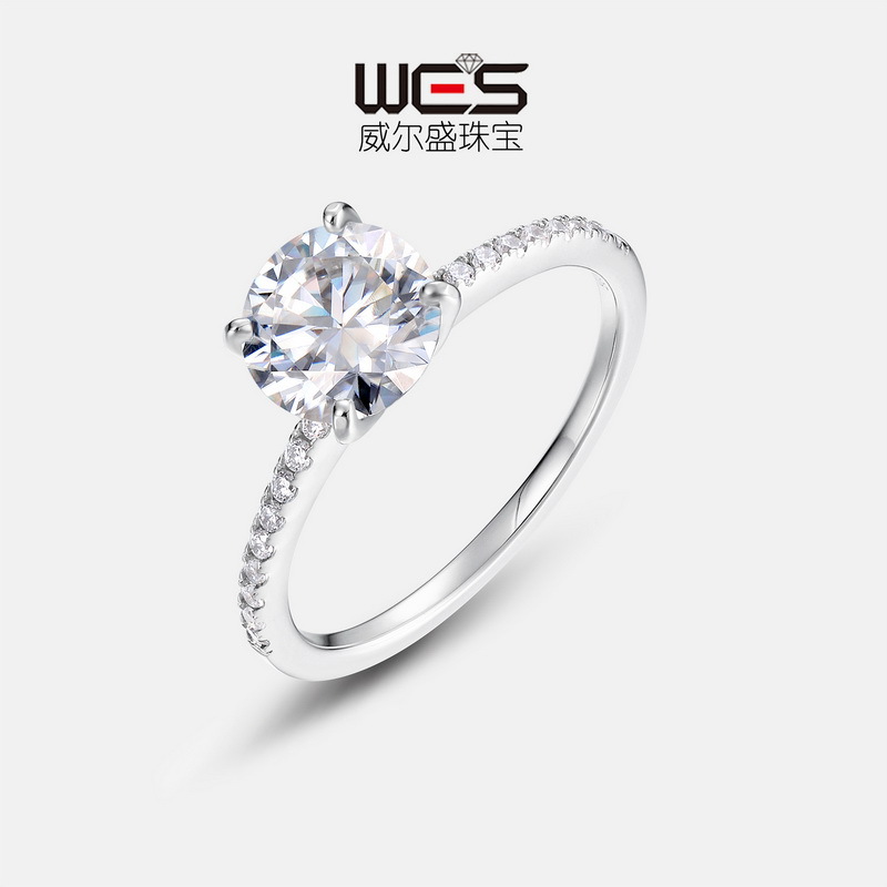 European and American cross-border hot mining classic simple moissanite ring S925 silver inlaid colored diamond engagement ring custom wholesale