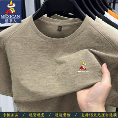 稻草人棉料短袖t恤男士夏季圆领2025新款刺绣休闲半袖上衣体恤衫