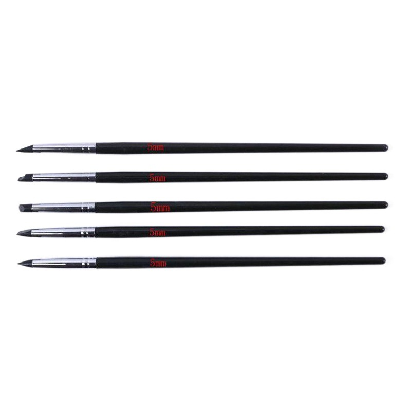 Nail art hollow rubber head pen 5 clay colored silicone pen hollow carving embossing repair tool brush set